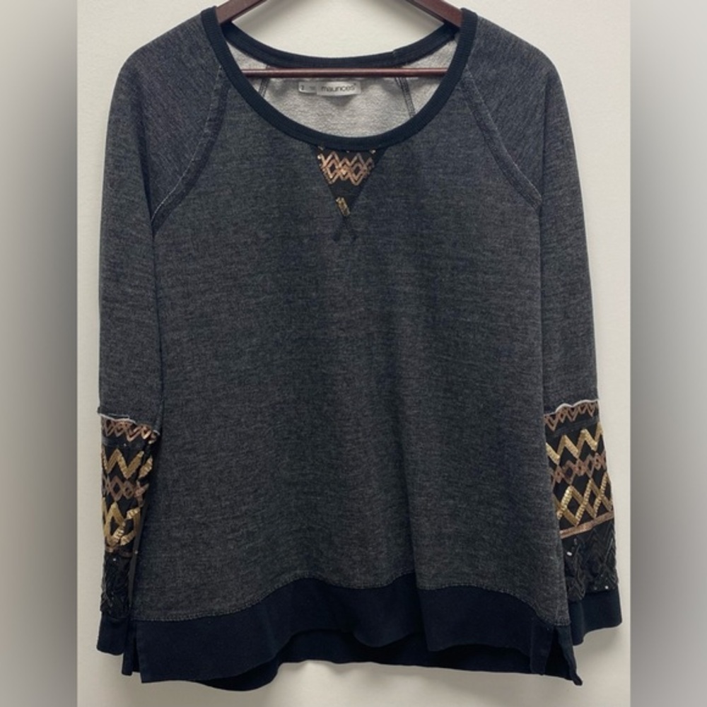Maurices Black with Gold Sequin Top / Crew Neck Sweater Size 2x